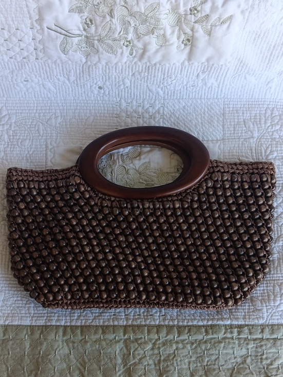 LOFT Handbags - Ann Taylor Loft Wooden Bead Bag. 13"W X 9 1/2"H